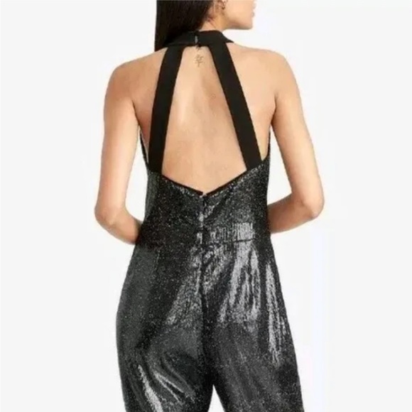 RACHEL Rachel Roy Black Sequin Jumpsuit Size: 6 - Picture 2 of 10